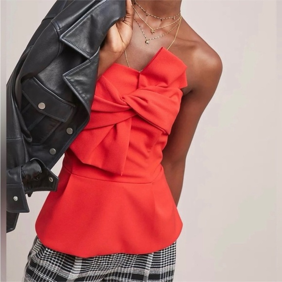 Adelyn Rae strapless red bow top - Picture 6 of 8